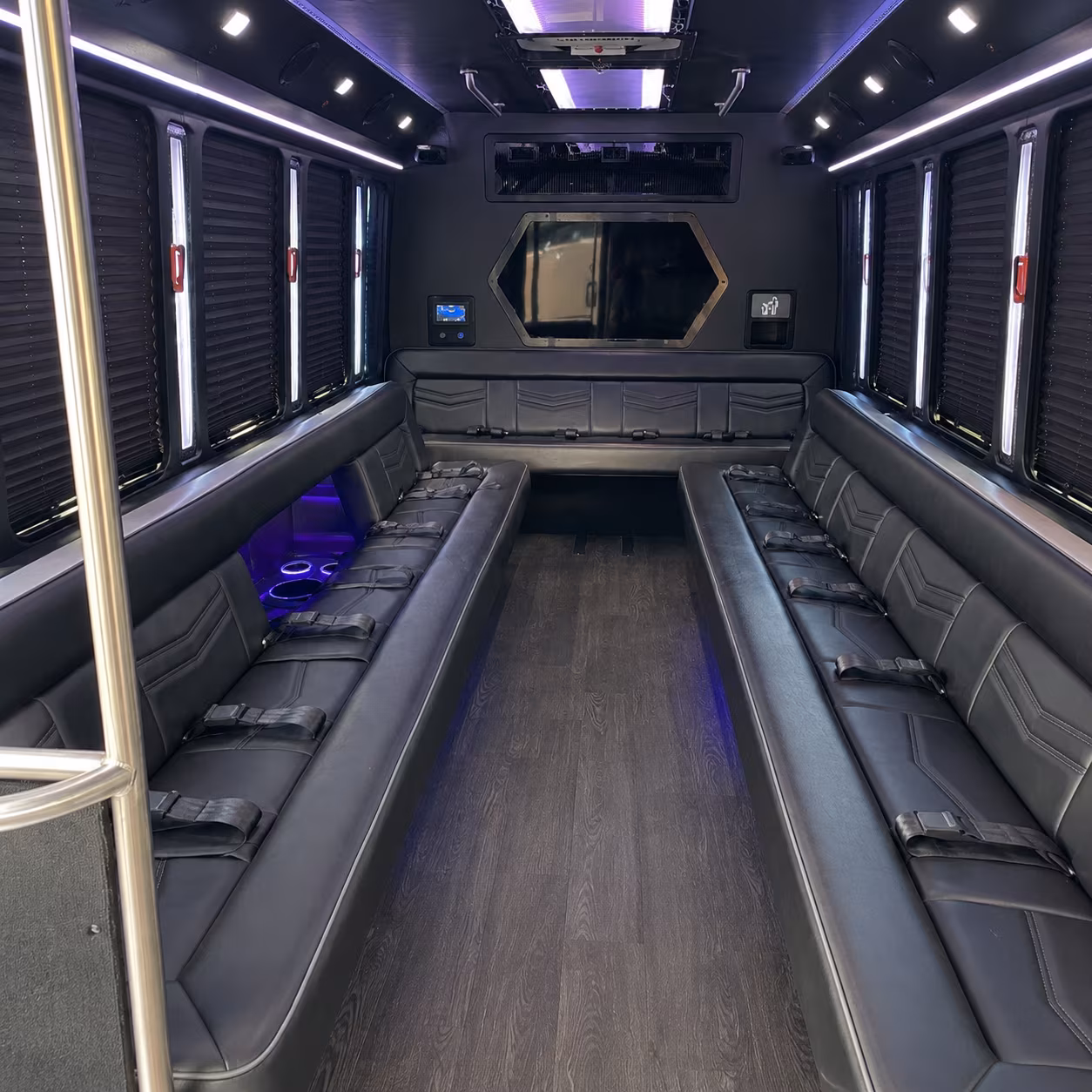 broomfield 18 passenger party bus interior