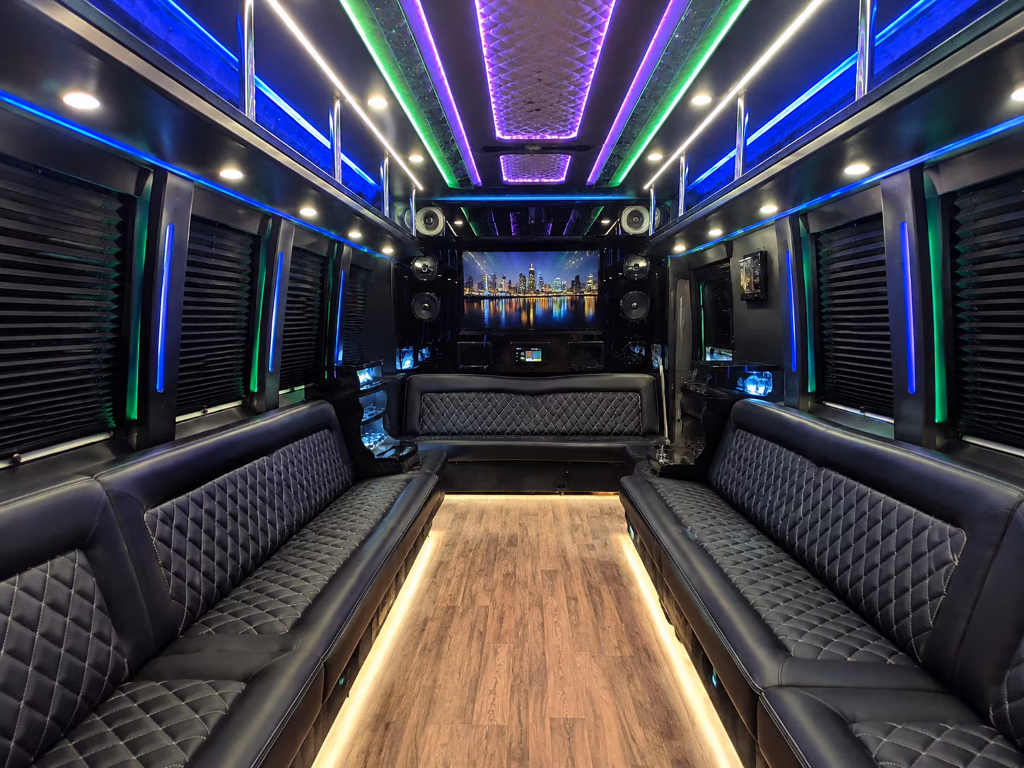 broomfield 25 passenger party bus interior