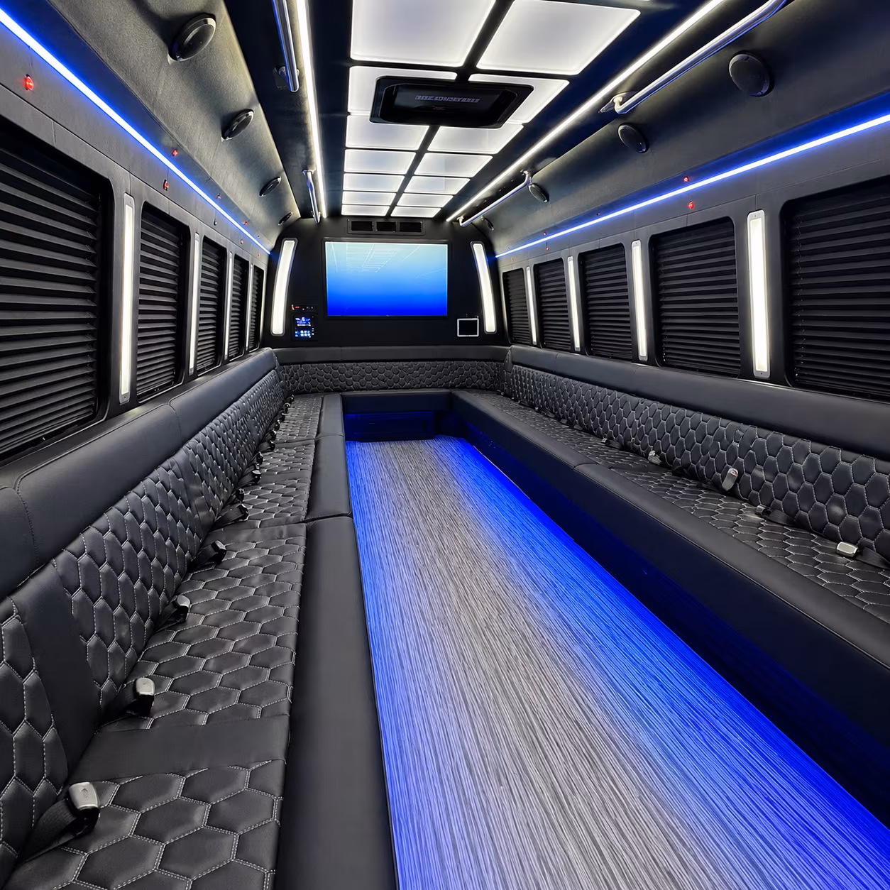 broomfield 50 passenger party bus inside